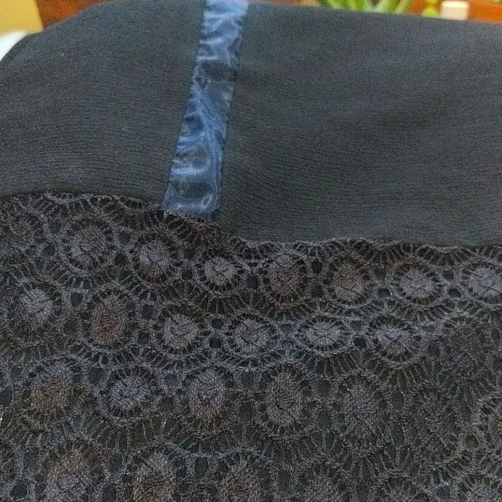 Navy dress skirt with lace and paneling detail